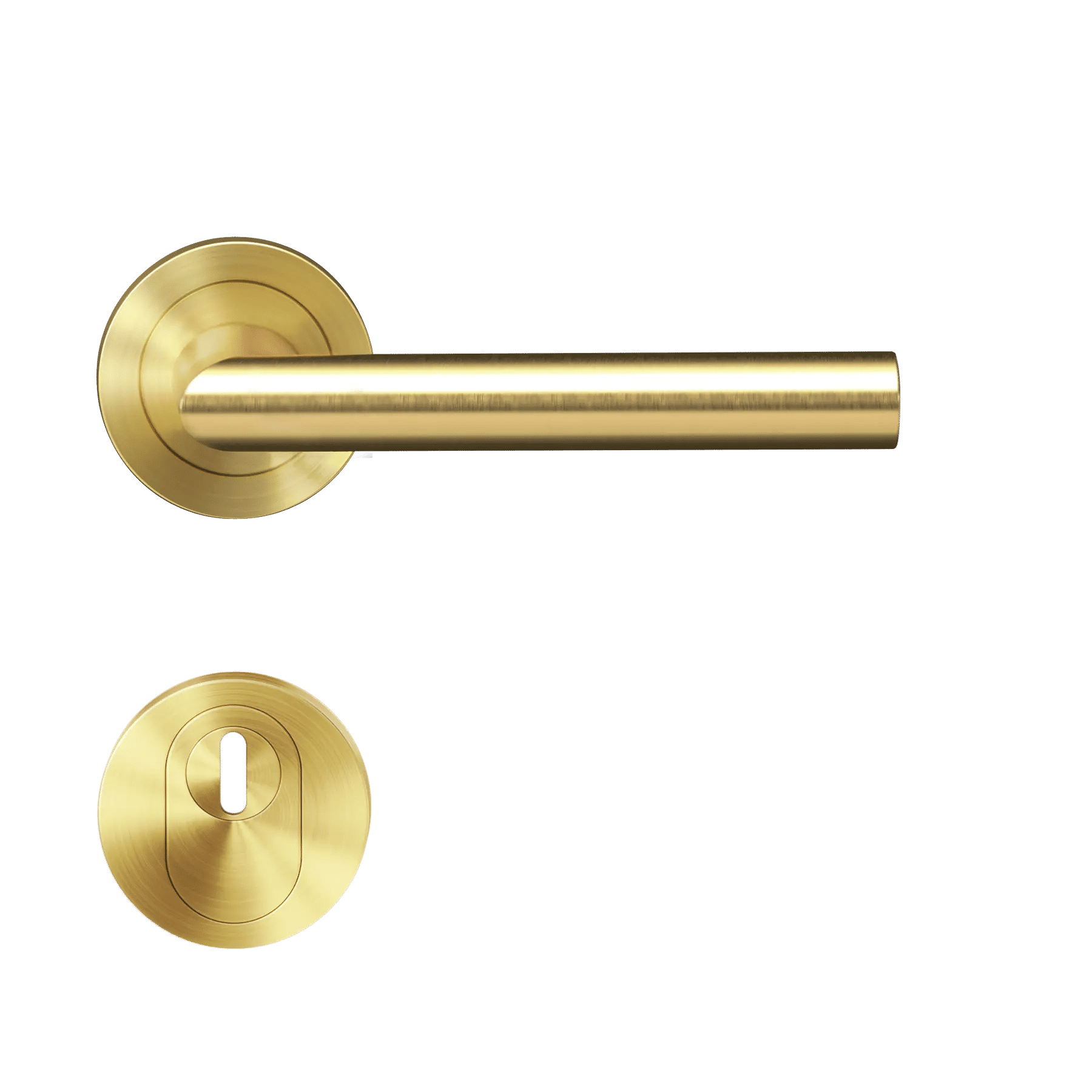 Verona - Komplet klamek ze stali nierdzewnej z rozetą bezpieczną SKG***, kolor złoty